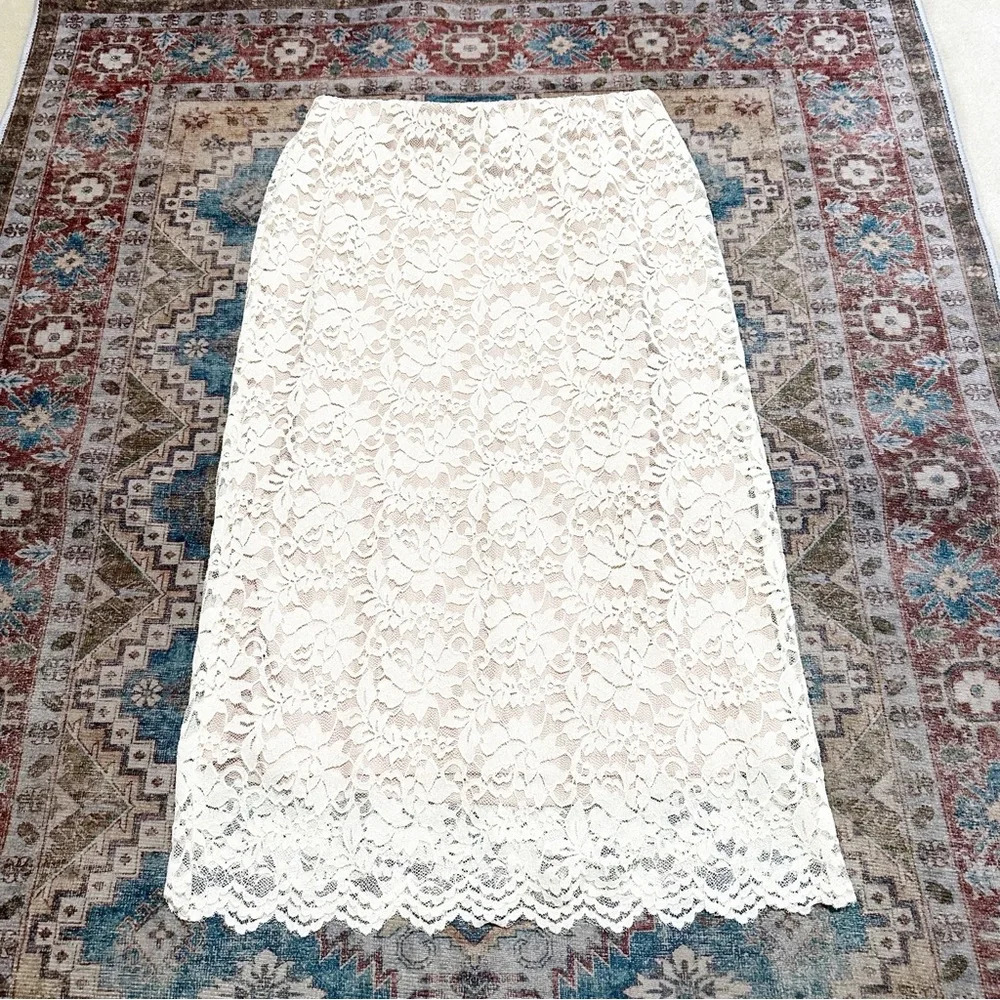NWT Skies are Blue• Cream and nude lace midi skirt size extra small XS NEW - Picture 3 of 14